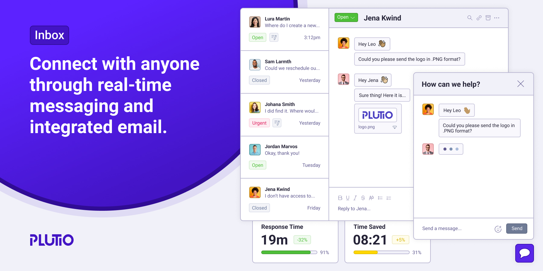 Plutio brand asset - Inbox, messaging and email integration