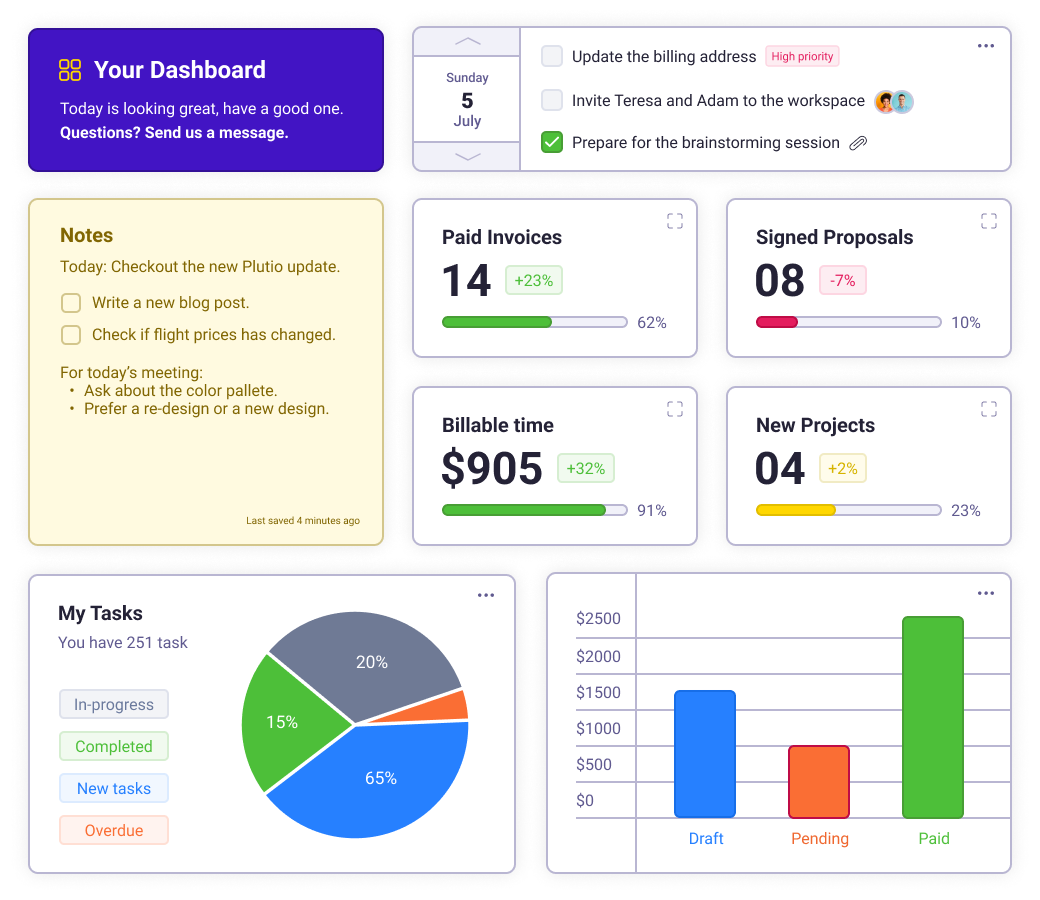 Plutio illustration - Dashboards and client portal for freelancers and small businesses